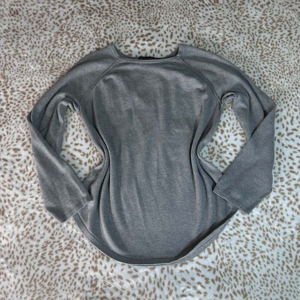 Jeanne Pierre Long Sleeve Tunic Size L Grey Cotton Knit Top
